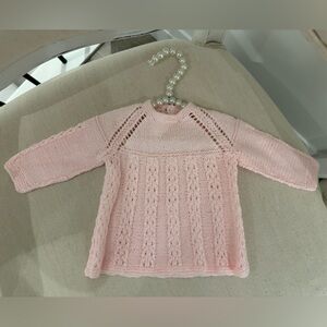 🩰 Baby 3~6 Mth Handmade Mennonite Knit Sweater Pale Pink New